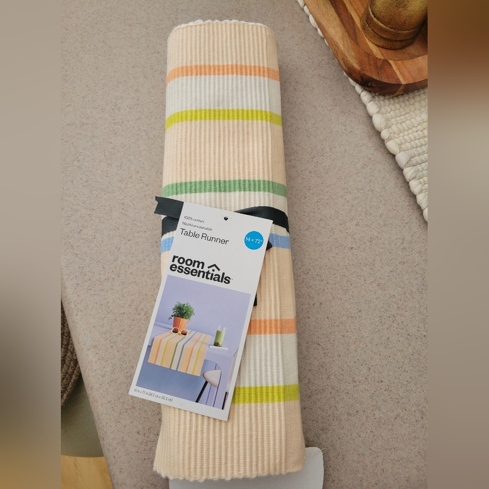 Room Essentials Set Of 2 Pastel Striped Table Runner - Picture 2 of 3